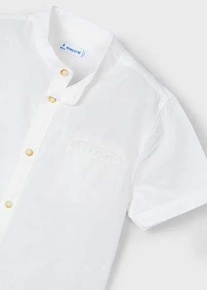 shirt s/s mock neck with pocket - cream-021