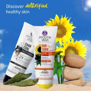 Skin Protecting Combo: Charcoal Face Wash (100 ml), Sun Turn Cream SPF 30 (100 gm)