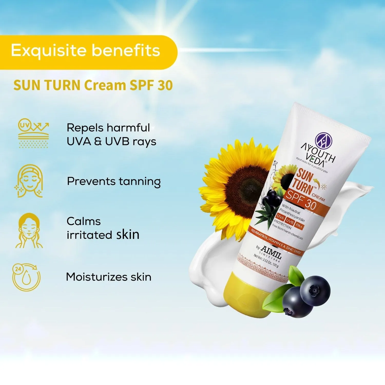 Skin Protecting Combo: Charcoal Face Wash (100 ml), Sun Turn Cream SPF 30 (100 gm)