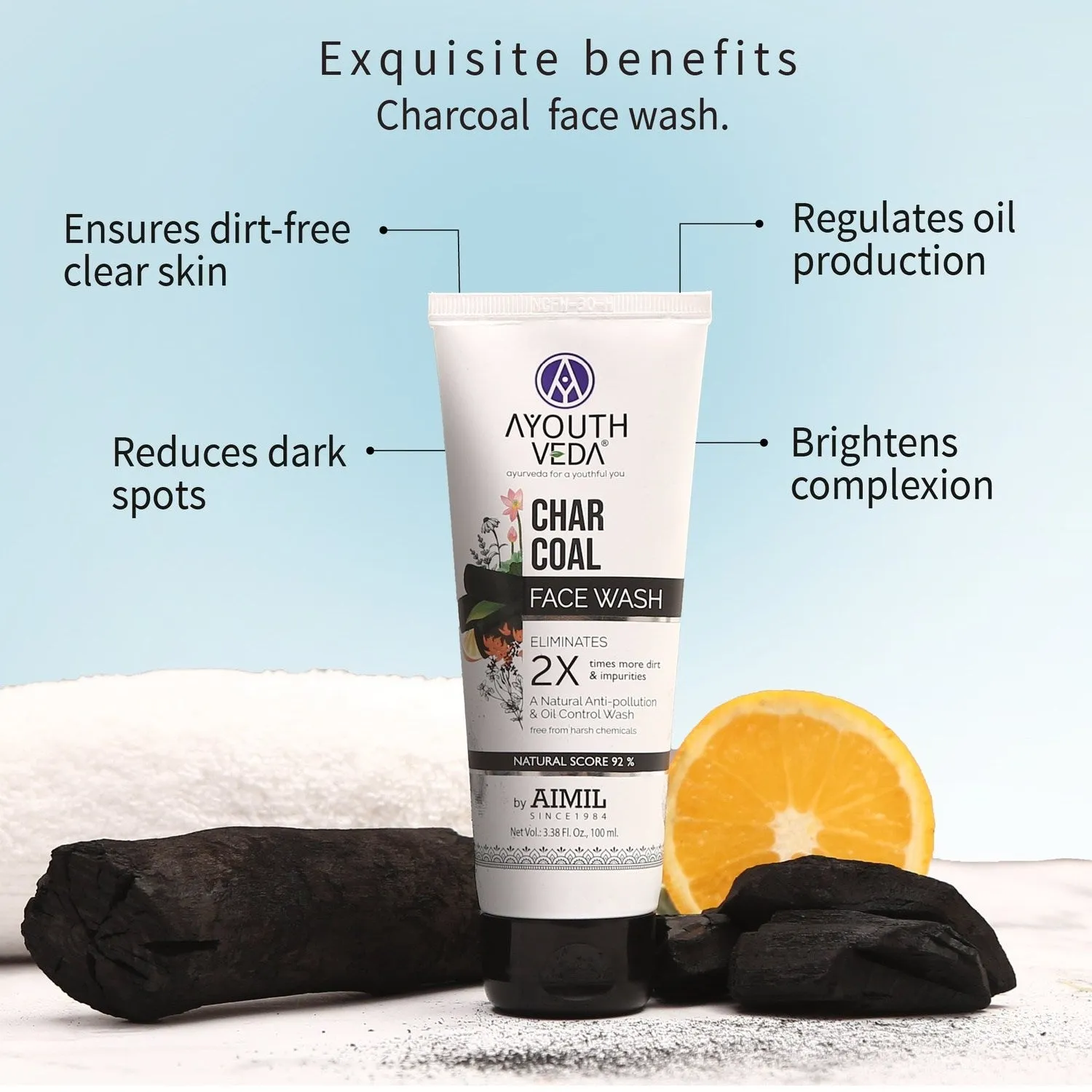Skin Protecting Combo: Charcoal Face Wash (100 ml), Sun Turn Cream SPF 30 (100 gm)