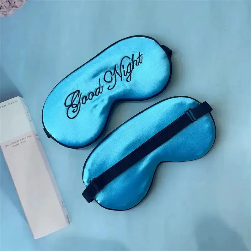 Sleep in Style with our Embroidered Silk Sleep Mask, Offering Chic Slumber and Luxurious Comfort Soft Blackout Blindfold With Adjustable Strap