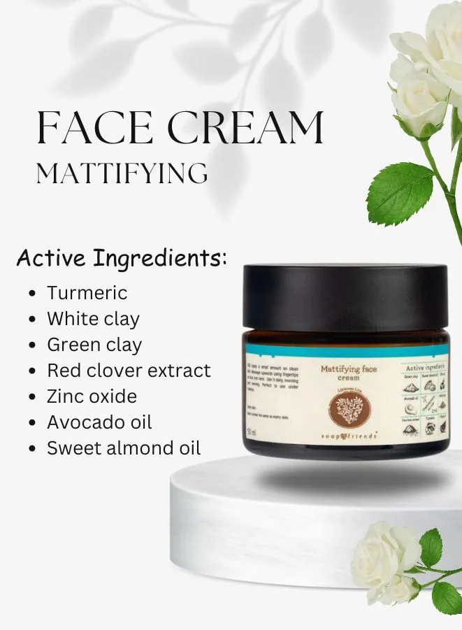 Soap&Friends Organic Oil Control Face Mattifying Cream for Oily, Problematic Skin - 50ml