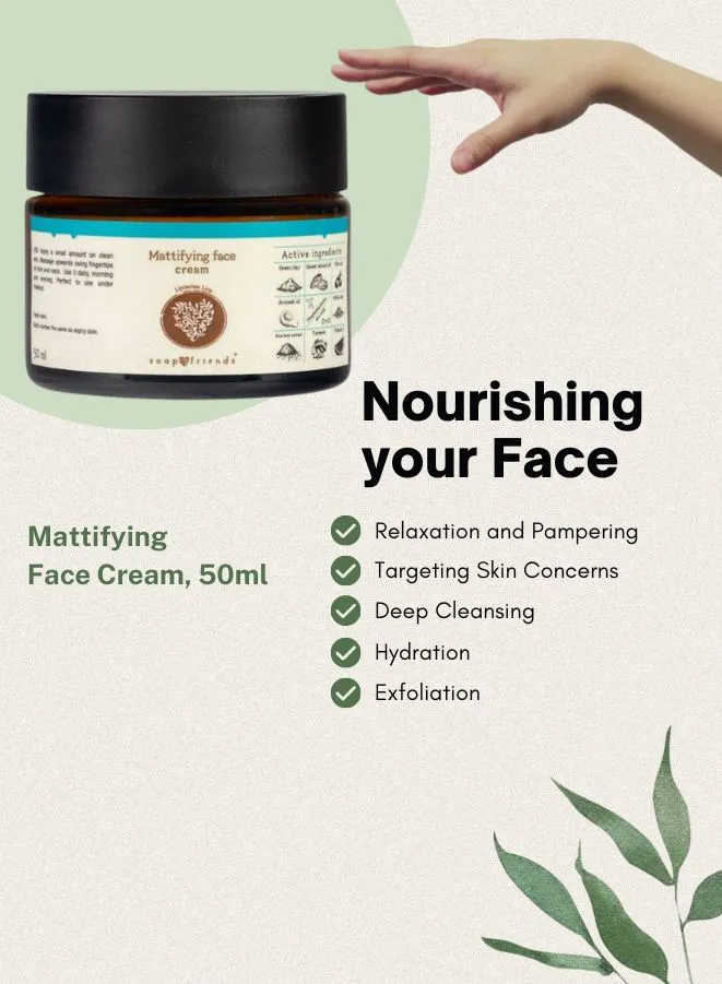 Soap&Friends Organic Oil Control Face Mattifying Cream for Oily, Problematic Skin - 50ml