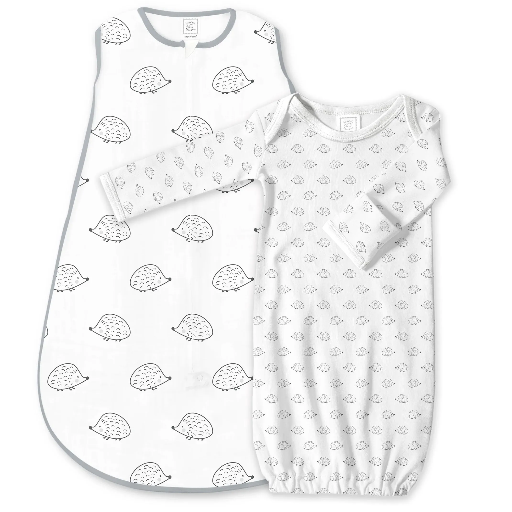 Soft Fleece Non-Weighted zzZipMe Sack Set – Hedgehog   Tiny Hedgehog Pajama Gown