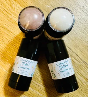 Tallow Emu Oil Sunscreen Stick Tinted & Regular Zinc Oxide Sunscreens Sticks for Non-toxic Sun Protection Chocolate Vanilla Peppermint & Fragrance Free