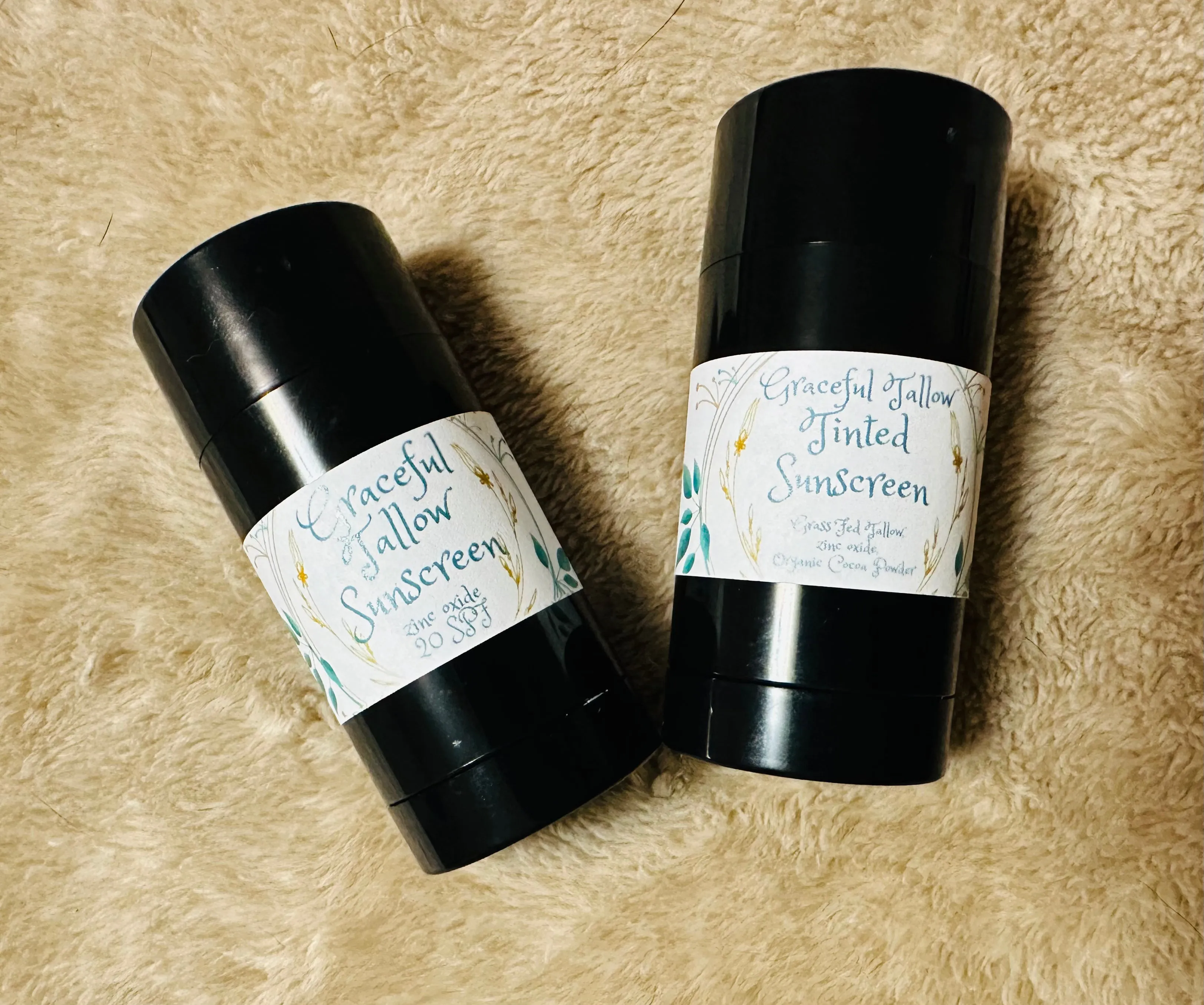 Tallow Emu Oil Sunscreen Stick Tinted & Regular Zinc Oxide Sunscreens Sticks for Non-toxic Sun Protection Chocolate Vanilla Peppermint & Fragrance Free