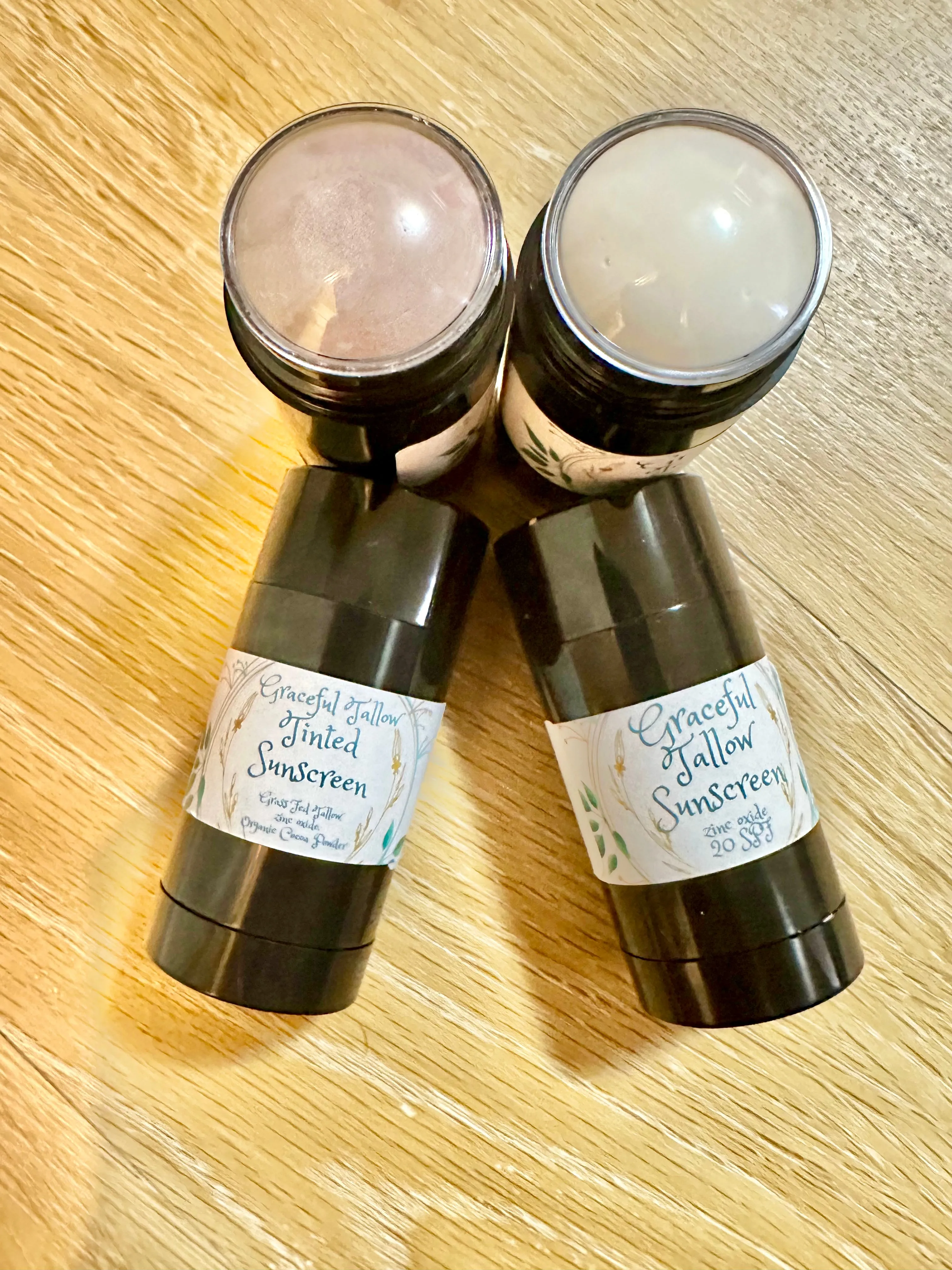 Tallow Emu Oil Sunscreen Stick Tinted & Regular Zinc Oxide Sunscreens Sticks for Non-toxic Sun Protection Chocolate Vanilla Peppermint & Fragrance Free
