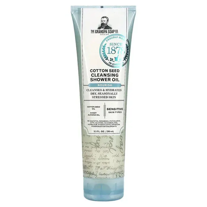 The Grandpa Soap Co. - Cleansing Shower Oil Cottonseed, 9.5 fl oz | Pack of 3