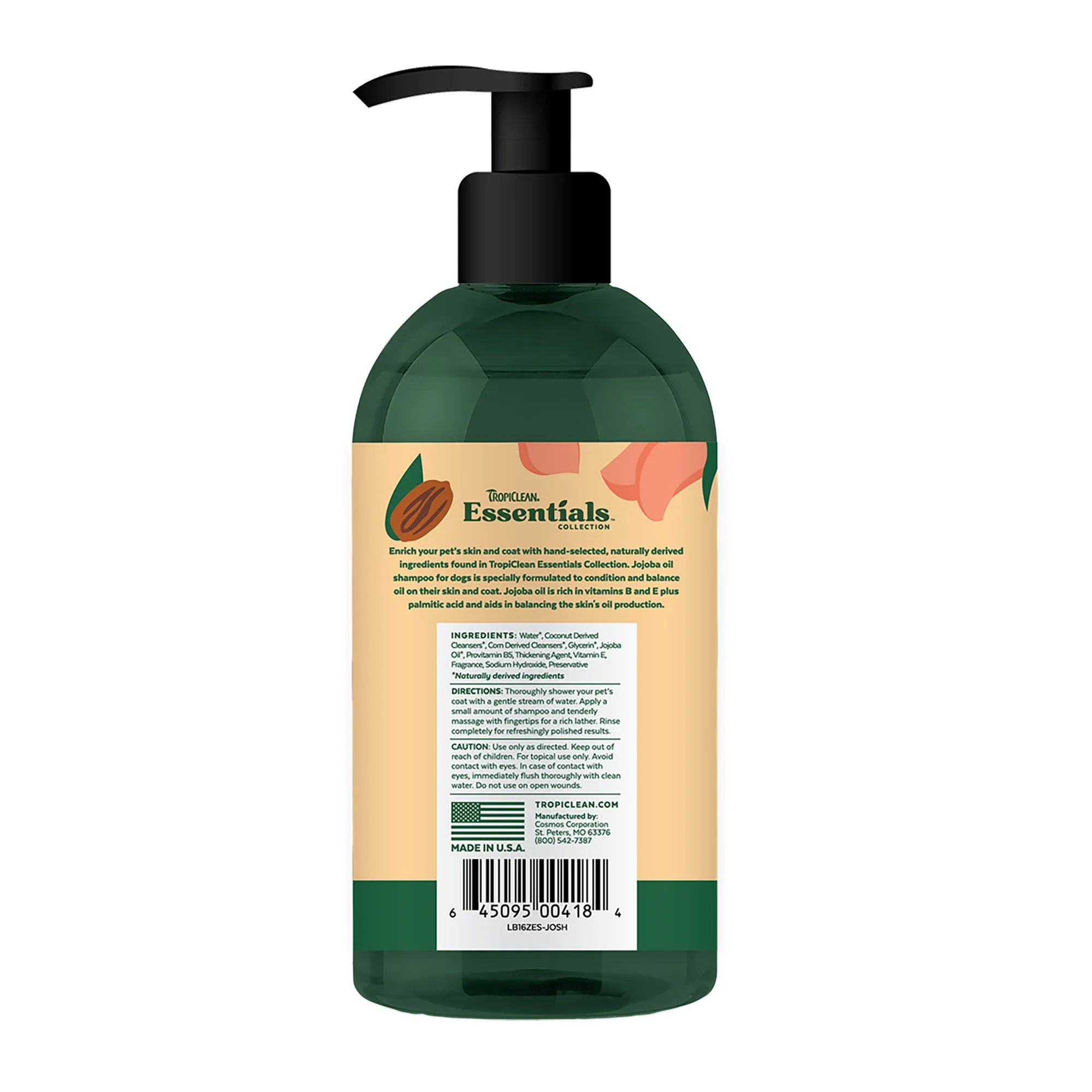 TropiClean Essentials Jojoba Oil Shampoo for Dogs 16 oz