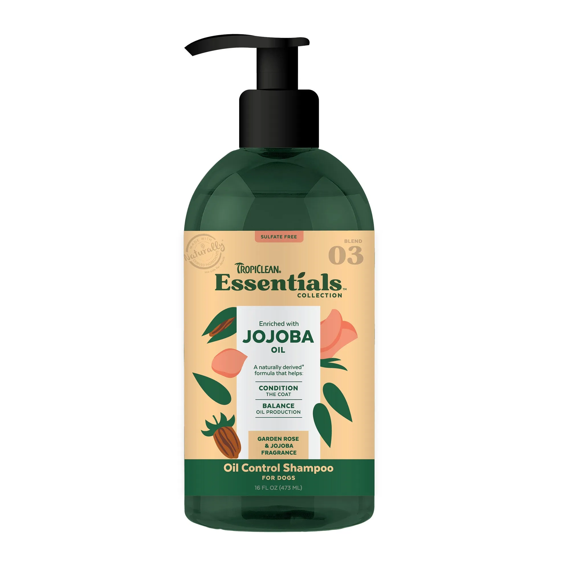 TropiClean Essentials Jojoba Oil Shampoo for Dogs 16 oz