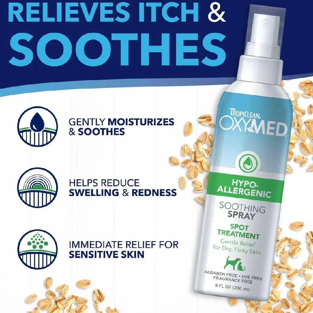 TropiClean Oxy Med Hypoallergenic Soothing Spray for Dogs & Cats (8 oz)