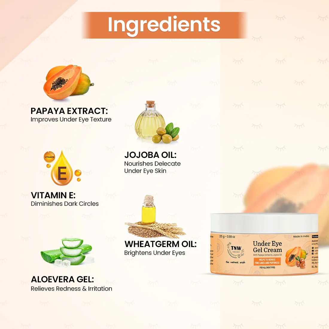 UNDER EYE GEL CREAM (with Papaya and Jojoba Oil)