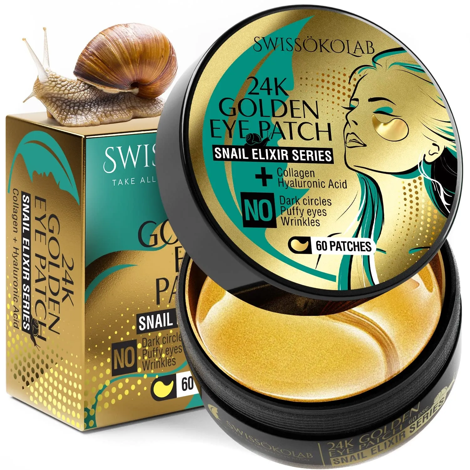 Under Eye Patches For Puffy Eyes 24k Gold Eye Mask Dark Circles And Puffiness Collagen Eye Gel Pads Moisturizing & Reducing Wrinkles Anti-Aging Hyaluronic Acid (Green Tea)
