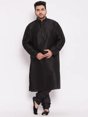 VASTRAMAY Black Cotton Silk Kurta Set