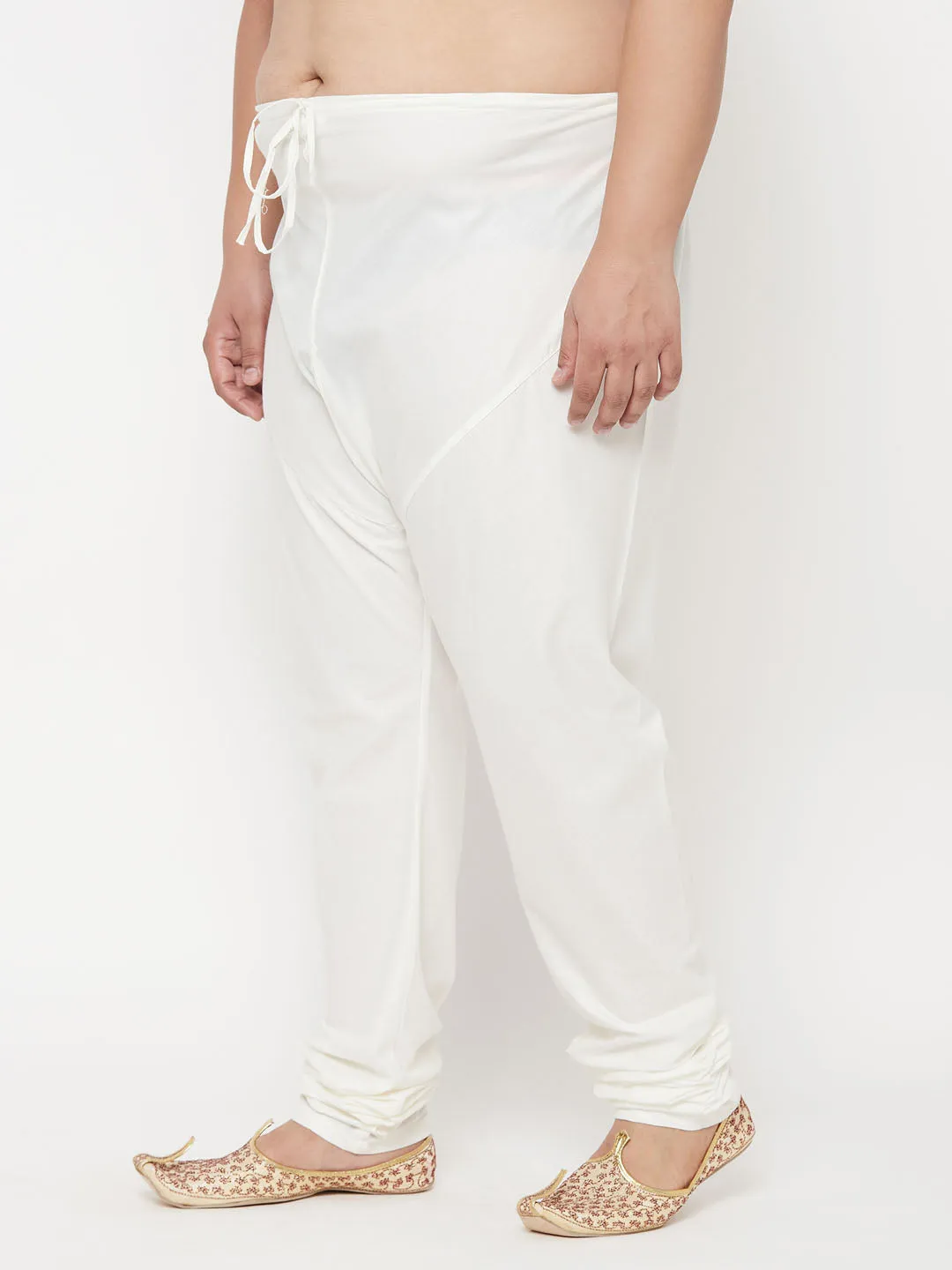VASTRAMAY Men's Cream Silk Blend Pyjama