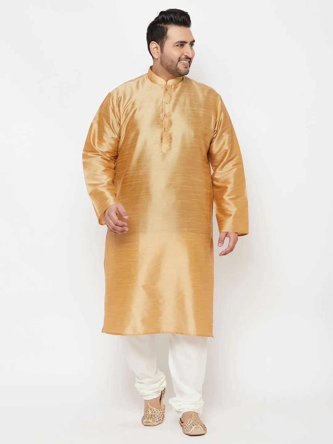 VASTRAMAY Men's Cream Silk Blend Pyjama