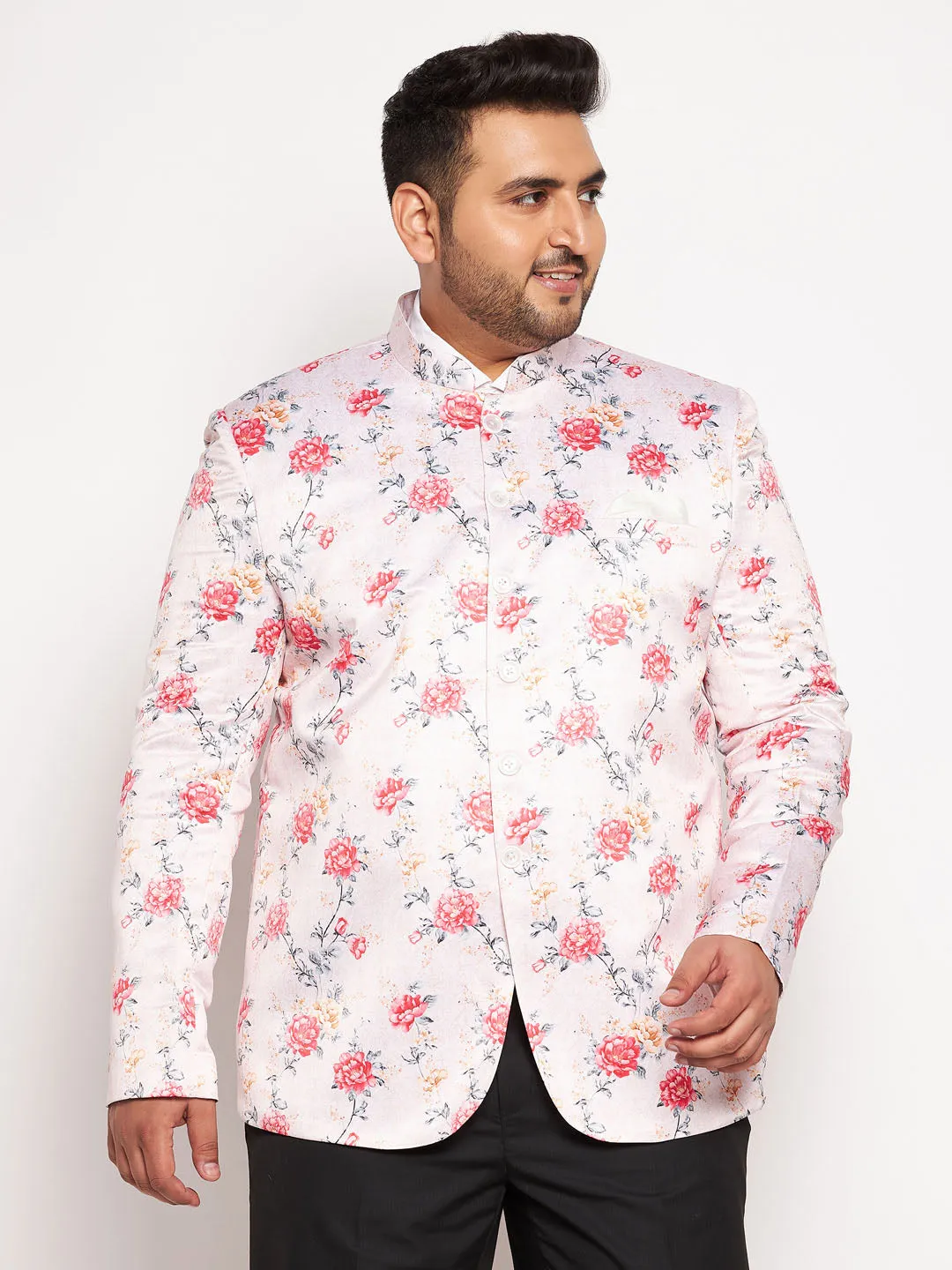VASTRAMAY Men's Peach Silk Jodhpuri