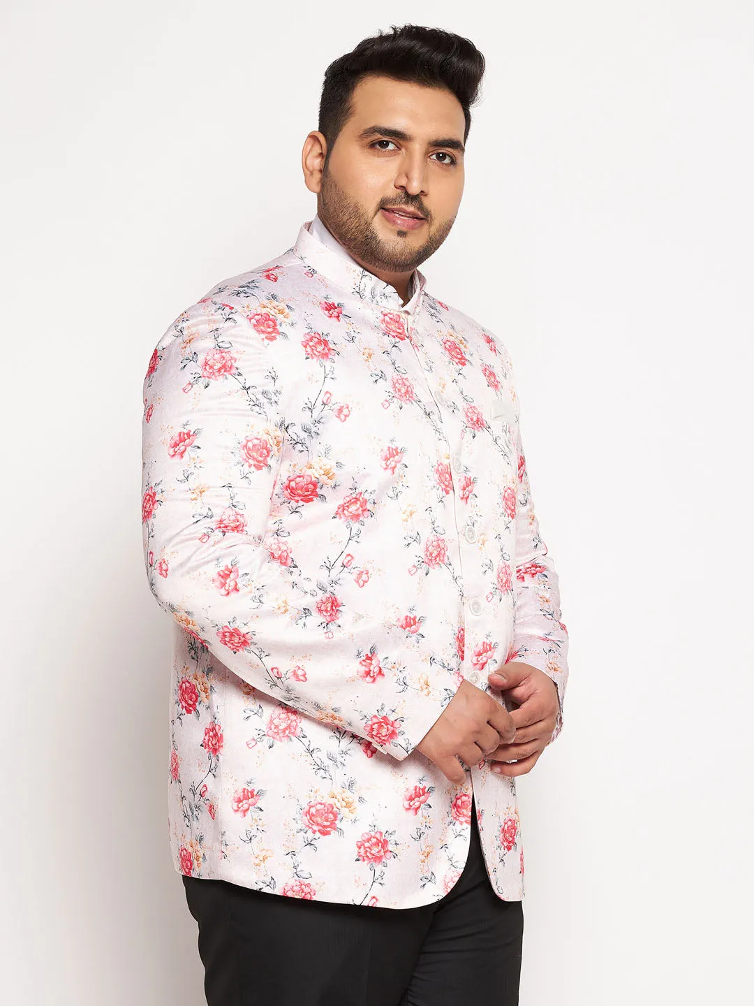 VASTRAMAY Men's Peach Silk Jodhpuri
