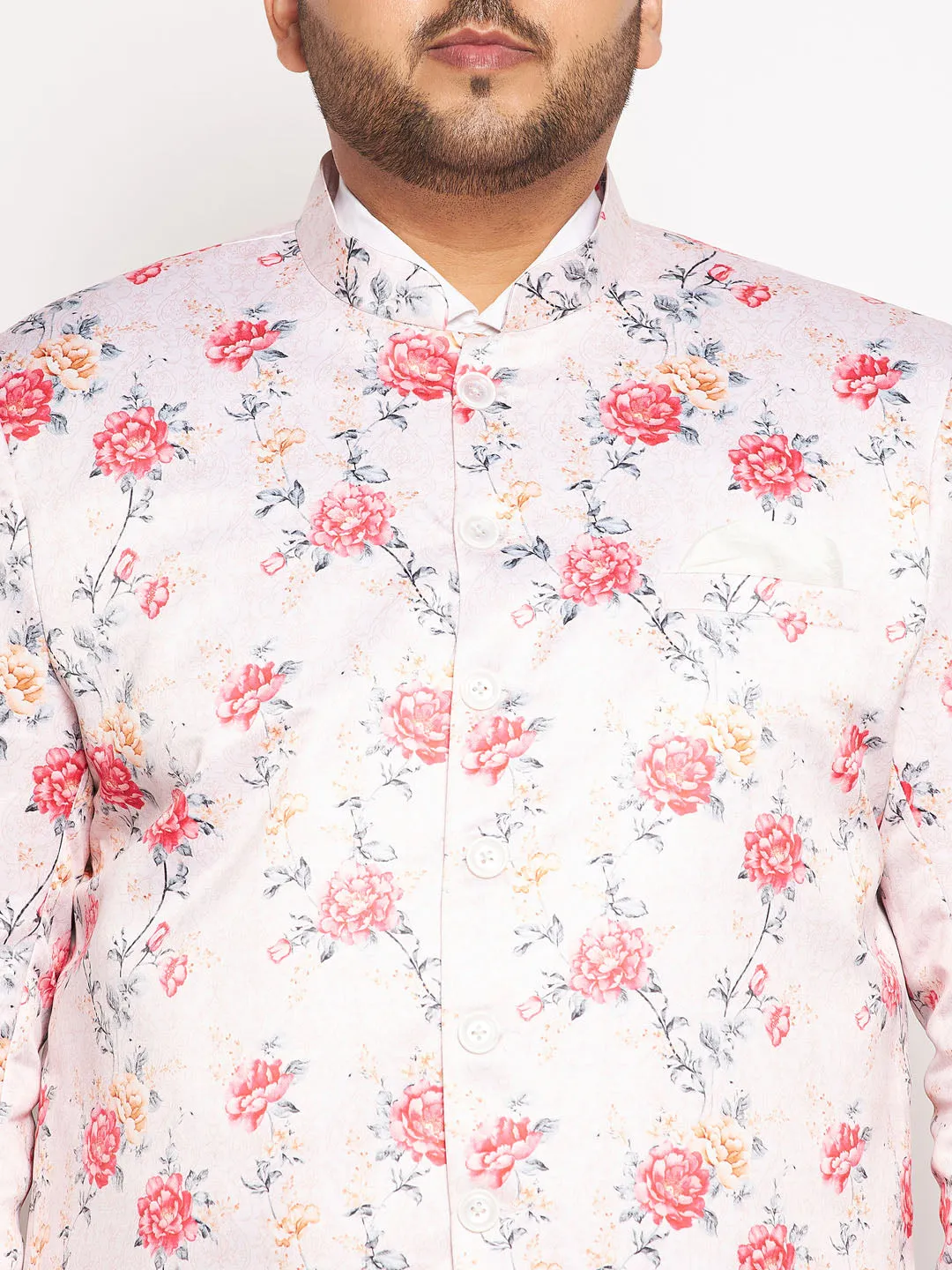 VASTRAMAY Men's Peach Silk Jodhpuri