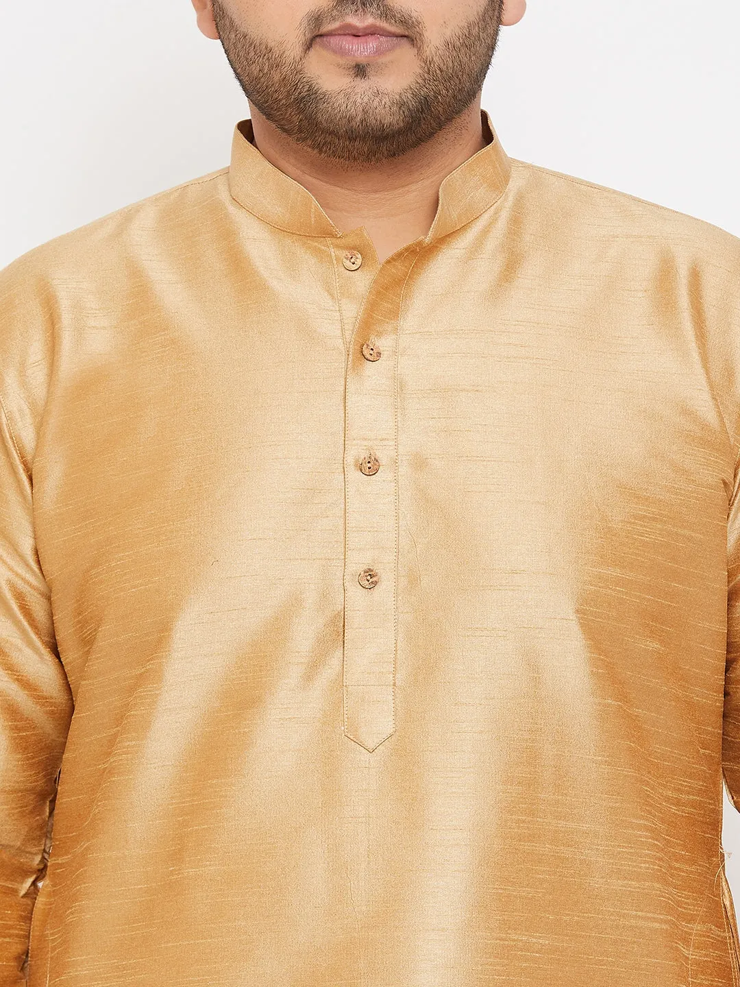 VASTRAMAY Men's Rose Gold Silk Kurta
