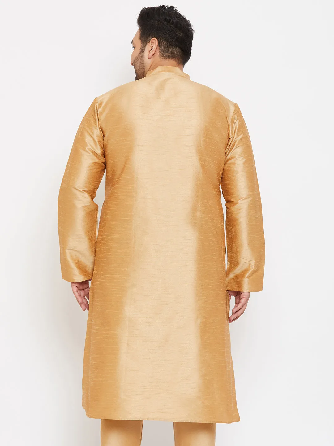 VASTRAMAY Men's Rose Gold Silk Kurta