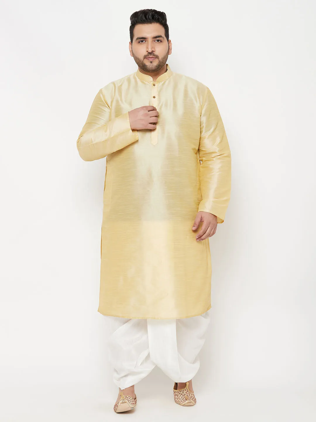 Vastramay Men's White Cotton Blend Dhoti