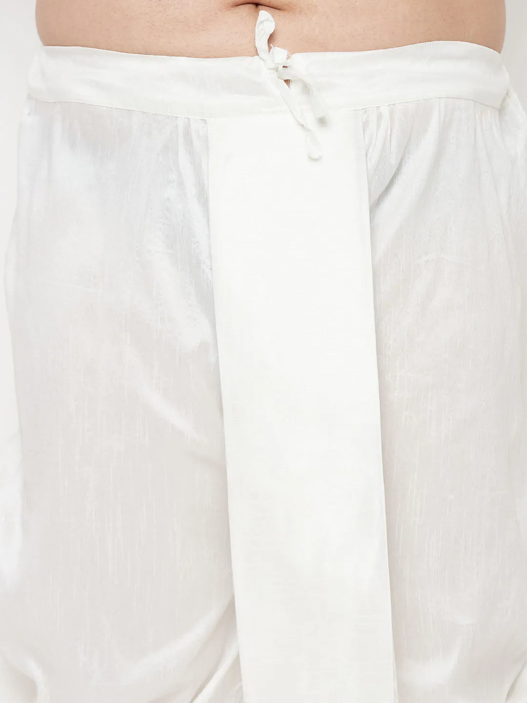 Vastramay Men's White Cotton Blend Dhoti