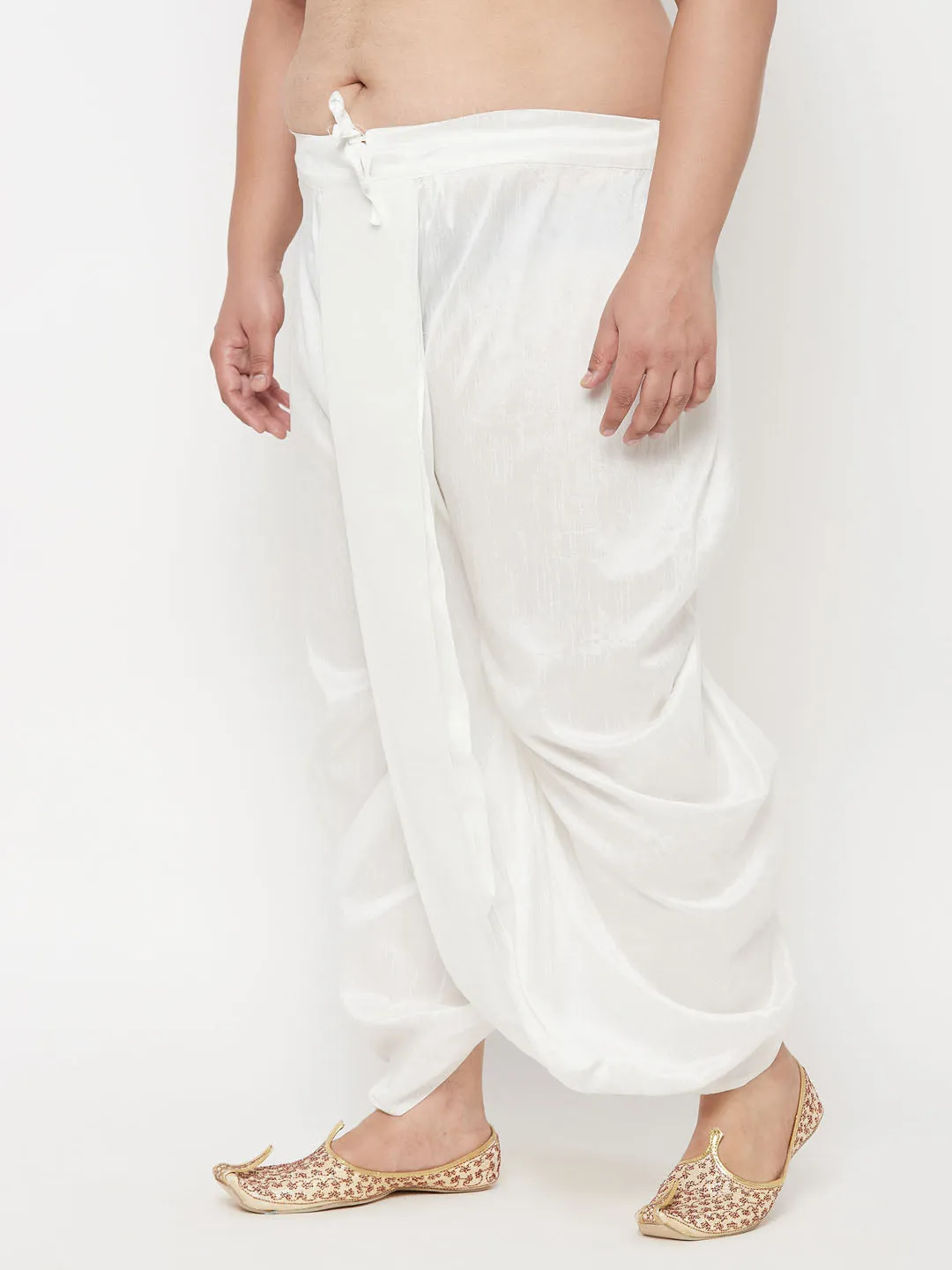 Vastramay Men's White Cotton Blend Dhoti
