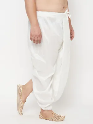 Vastramay Men's White Cotton Blend Dhoti