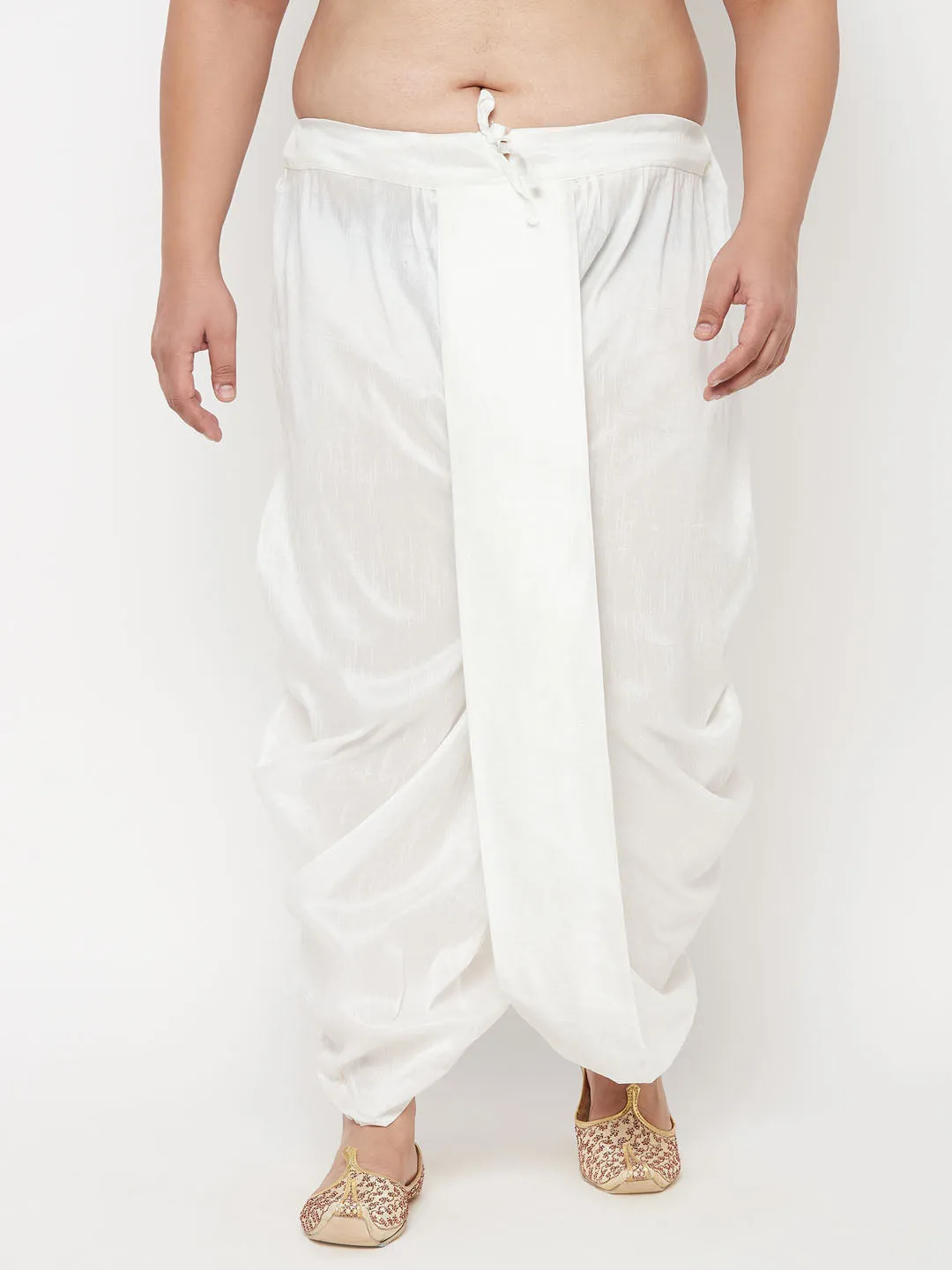 Vastramay Men's White Cotton Blend Dhoti