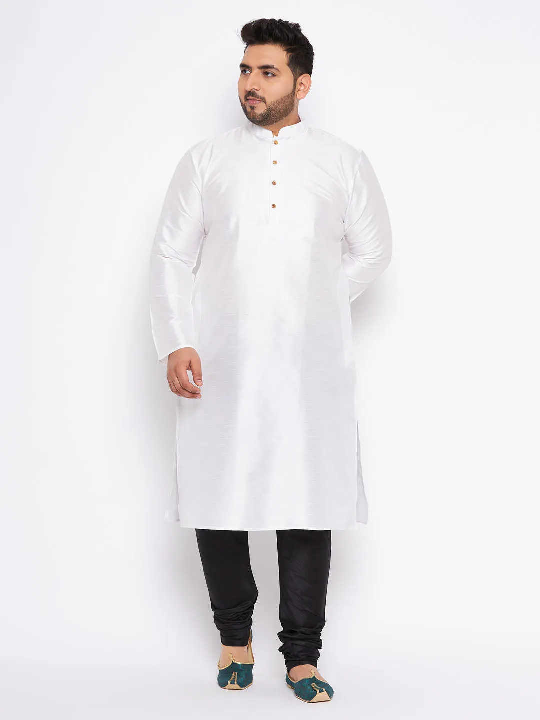 VASTRAMAY White Silk Blend Kurta Set