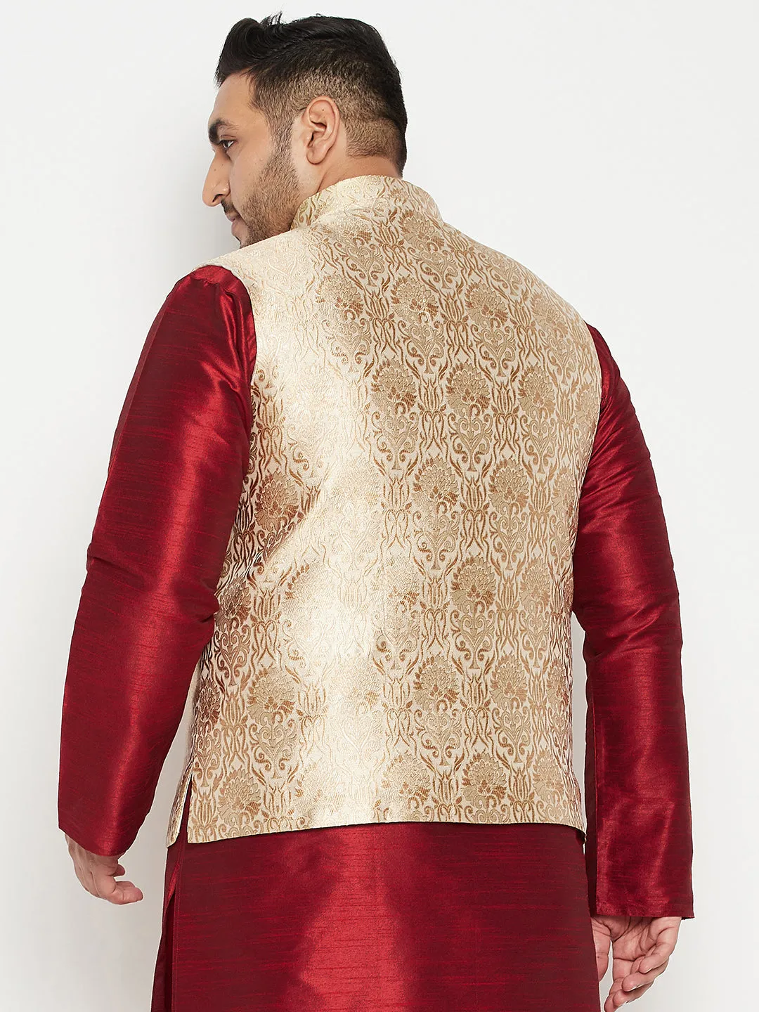VASTRAMY Plus Size Rose Gold Nehru Jacket