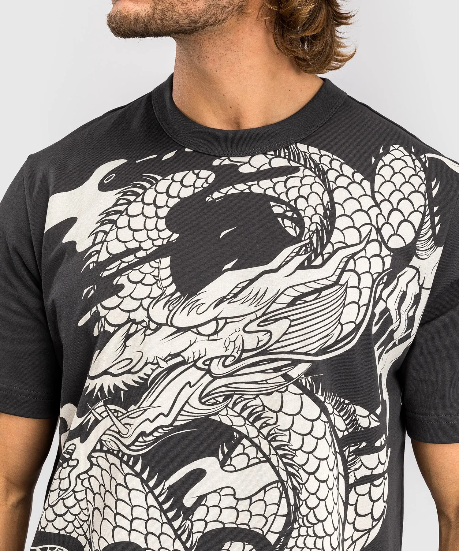 Venum Dragon’s Flight Men’s T-Shirt - Charcoal Grey/Cream White