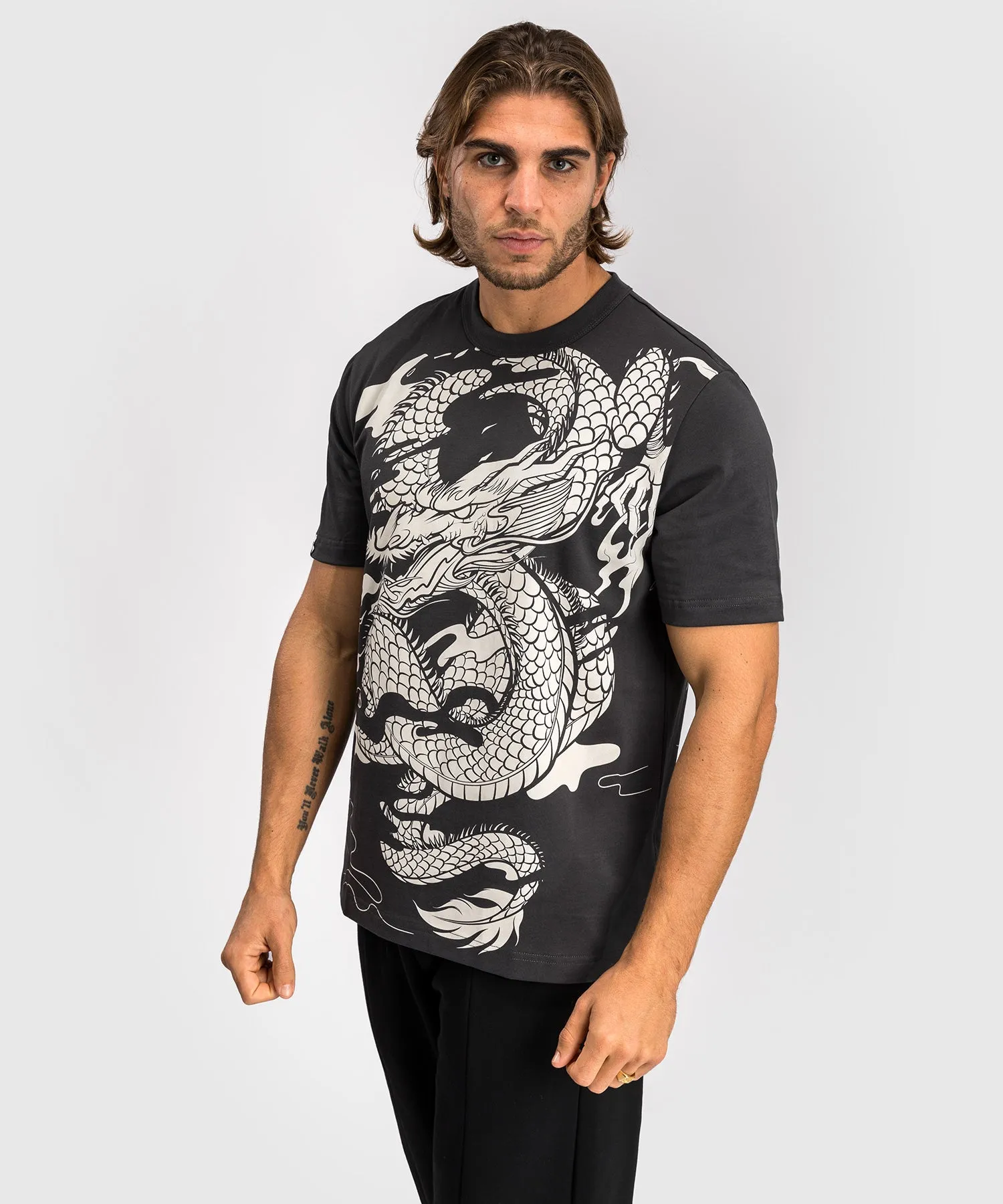 Venum Dragon’s Flight Men’s T-Shirt - Charcoal Grey/Cream White