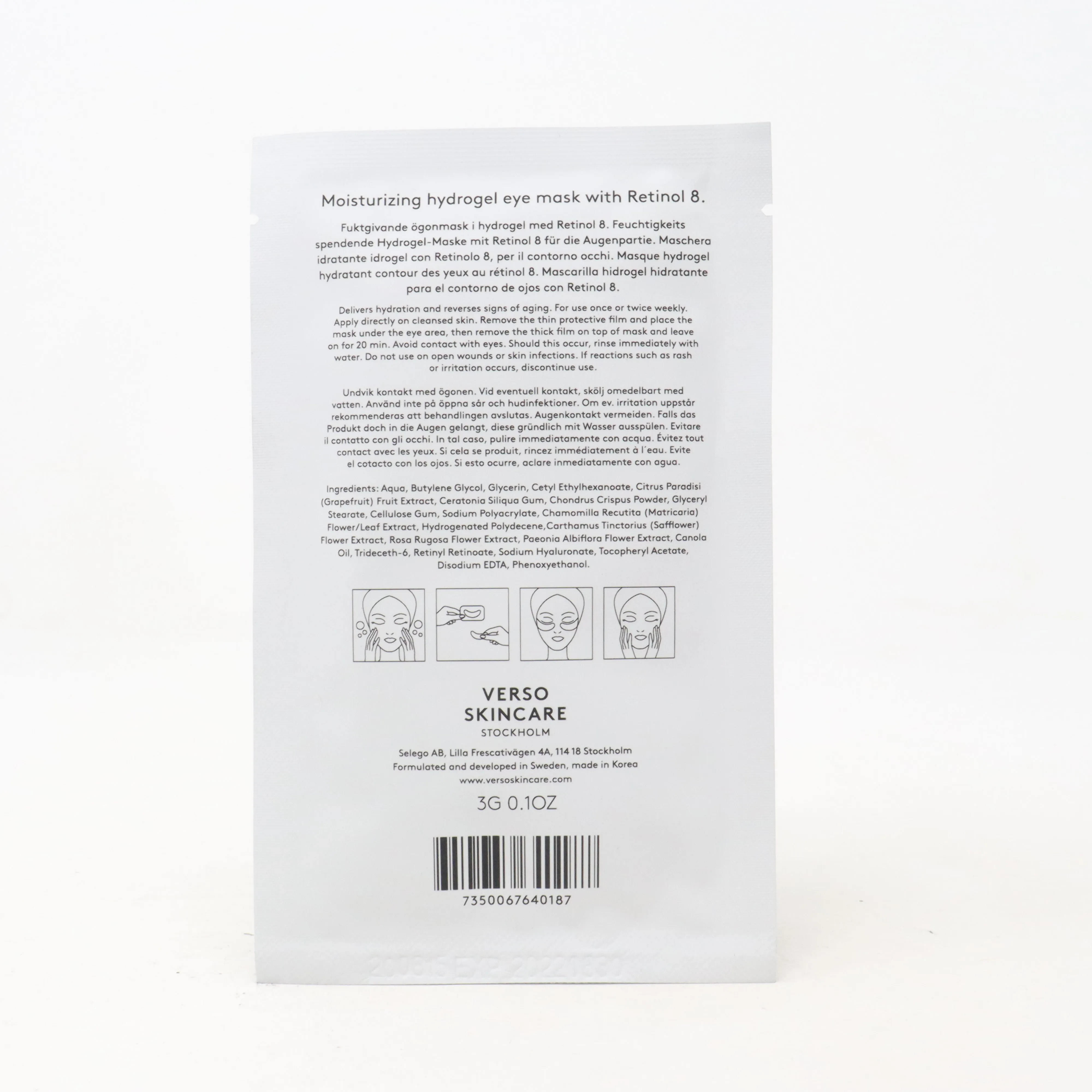 Verso Reviving Eye Mask With Retinol 8  0.10oz/3g New