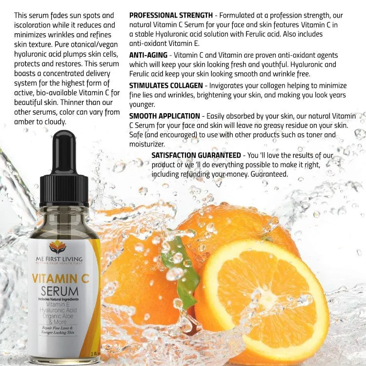 Vitamin C Face Serum, Hyaluronic Acid, Vitamin C & More - 2 OZ