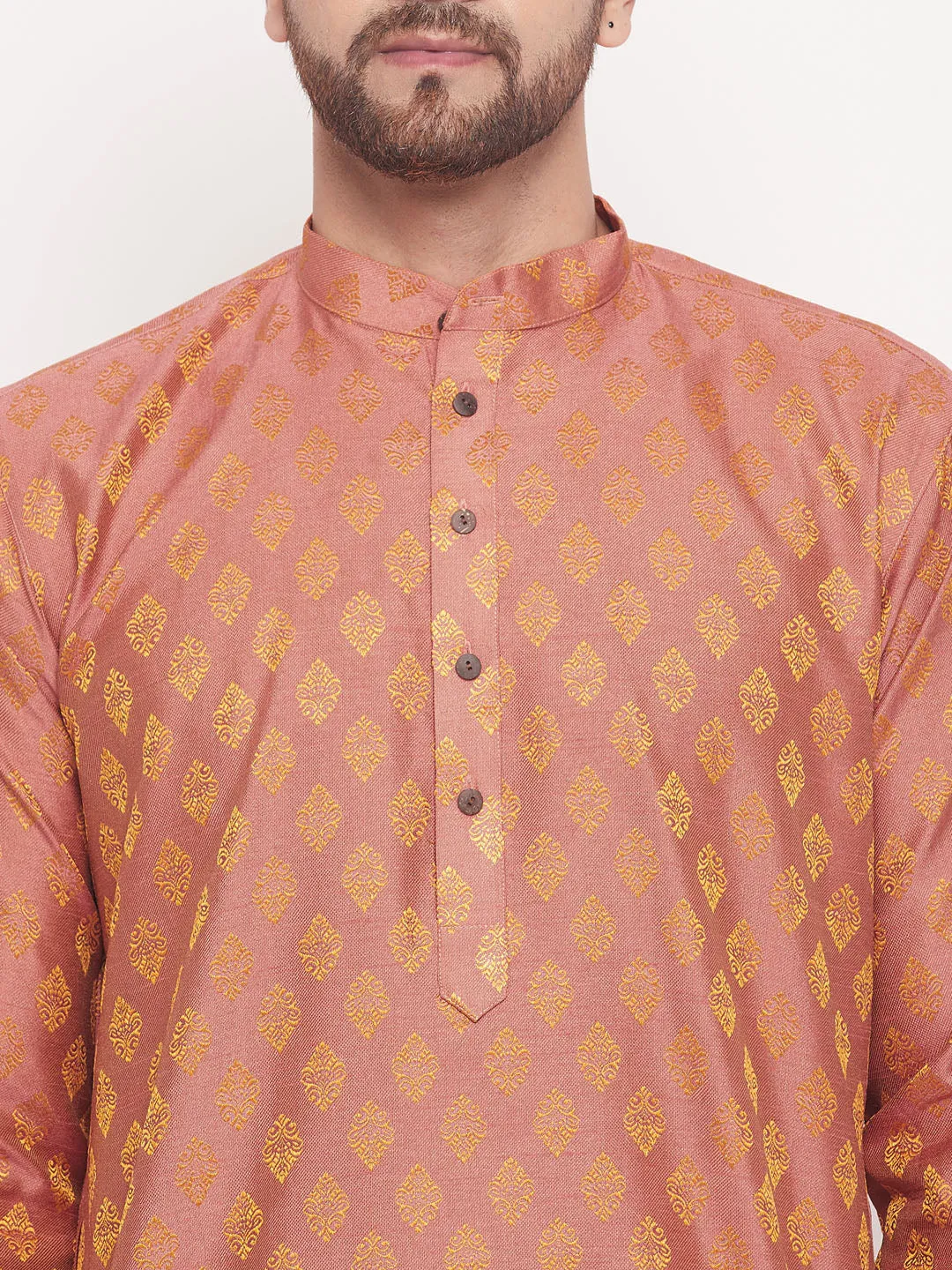 VM BY VASTRAMAY Men's Pink Woven Kurta