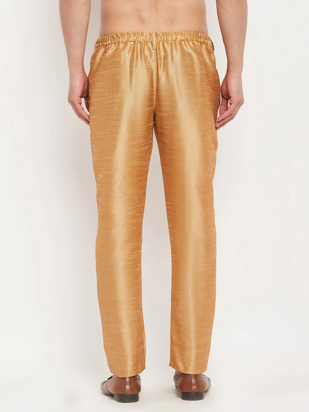 VM By VASTRAMAY Men's Rose Gold Silk Blend Pant Style Pyjama