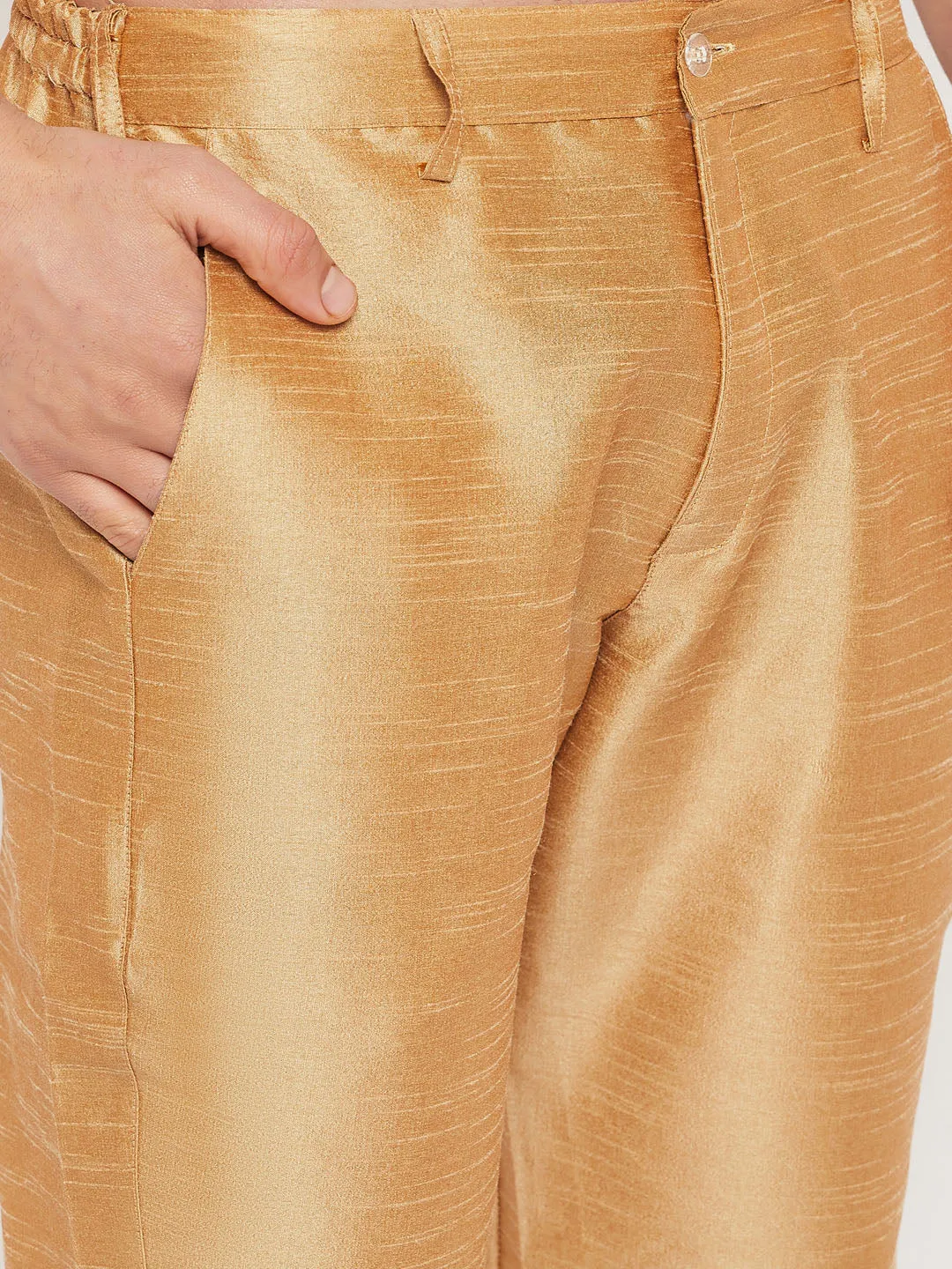 VM By VASTRAMAY Men's Rose Gold Silk Blend Pant Style Pyjama