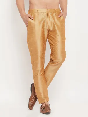 VM By VASTRAMAY Men's Rose Gold Silk Blend Pant Style Pyjama
