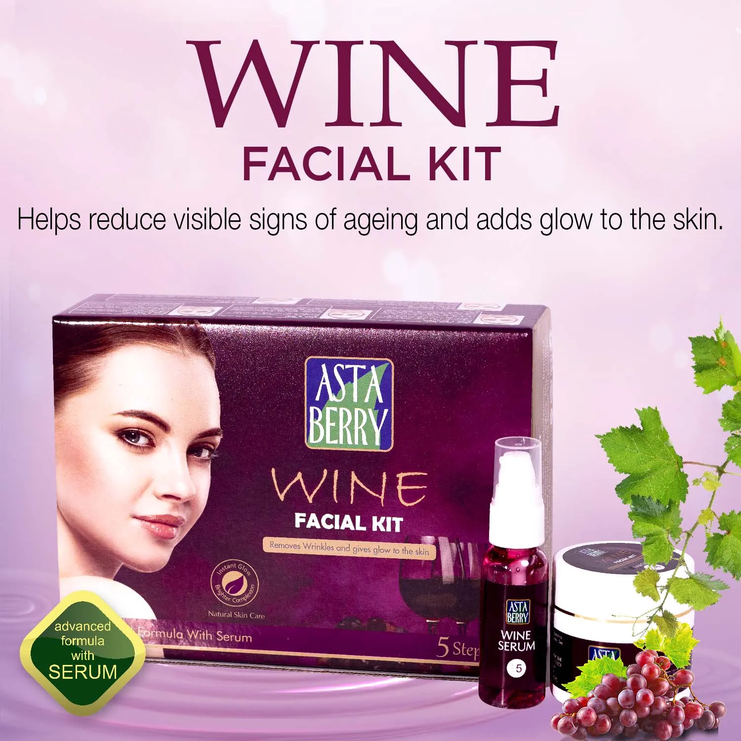Wine Facial Kit | For Glow & Brighter skin tone(270ml)